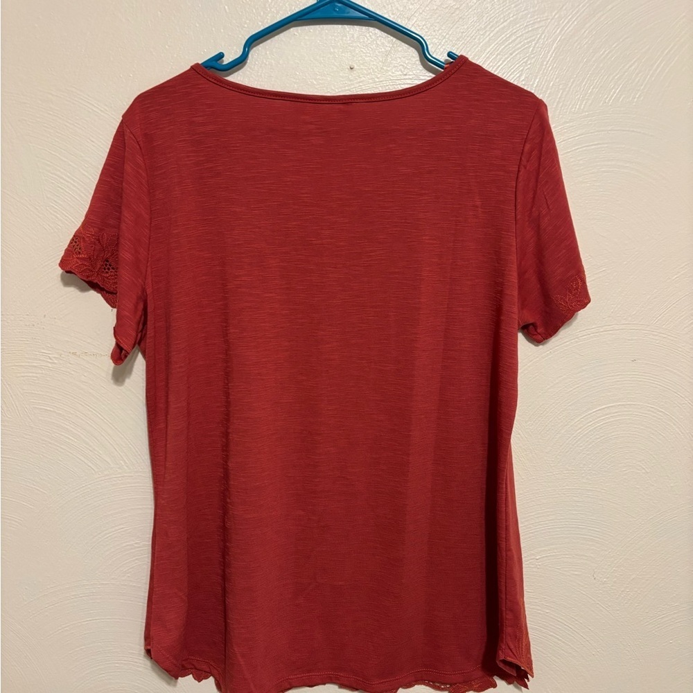 ADIVA Lace Hem Short Sleeve Top – Women’s Large - Picture 8 of 8